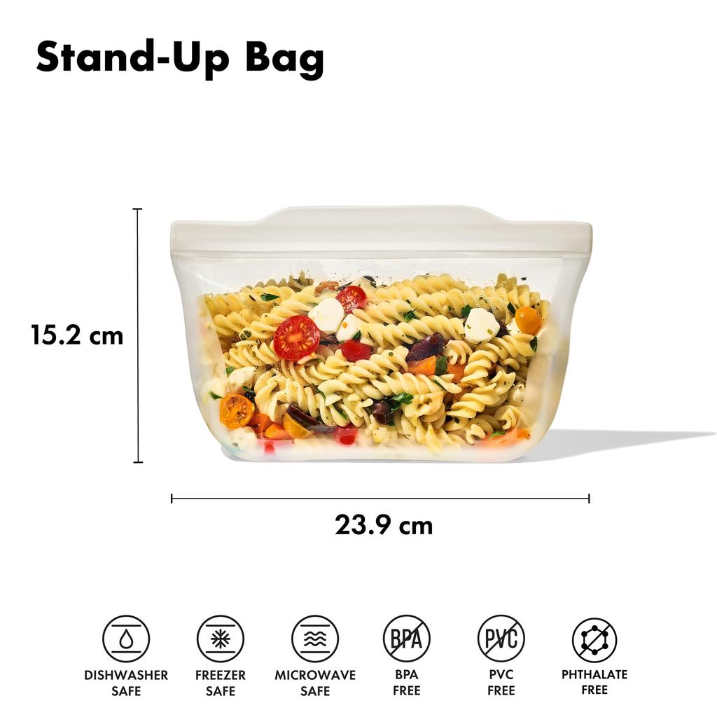 Сумка-подставка из силикона OXO M для хранения продуктов, многоразовая, подходит для микроволновой печи, можно мыть в посудомоечной машине, 23 x 14 см, лагуна