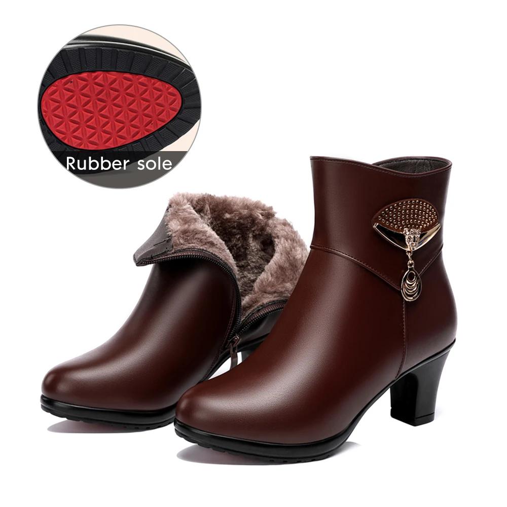 Новые кожаные ботильоны на толстом каблуке женские осенне-зимние замшевые слипоны на мягкой подошве на среднем каблуке с круглым носком хлопковые туфли для мамы