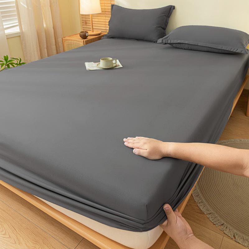 Soft and Smooth Solid Color Sanded Cotton Bed Sheet for Single and Double Beds, Offering Comfort and Protection Against Dust.