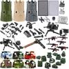 WW2 Military Accessories Soldier Figure Building Blocks Gatling Barrier Fortress Backpack Vest MOC Army Bricks Toys For Kid J097