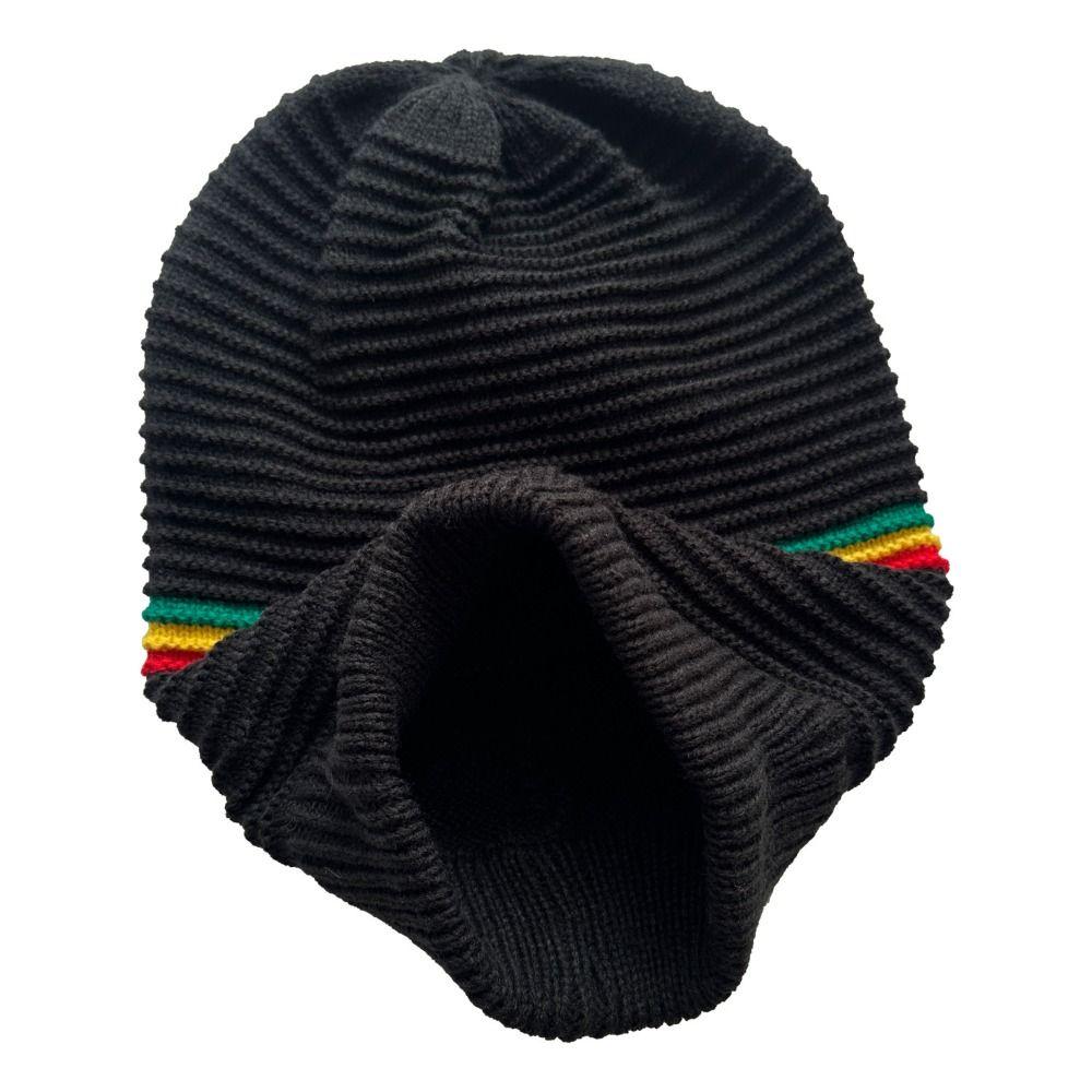 Striped Color Jamaica Knitted Hat Beanies Pullover Skull Caps Weaving Reggae Hat  Winter Autumn