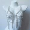 Glamorous Nightclub Party Artificial Crystal Rhinestones Chest Chain, Sexy And Sparkling Bra Chain Bikini Chain Body Jewelry Accessories For Women