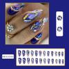 24pcs False Nails Blue Gradient Design Fake Nails Art Full Coverage Waterproof Removable Artificial Press On Nails