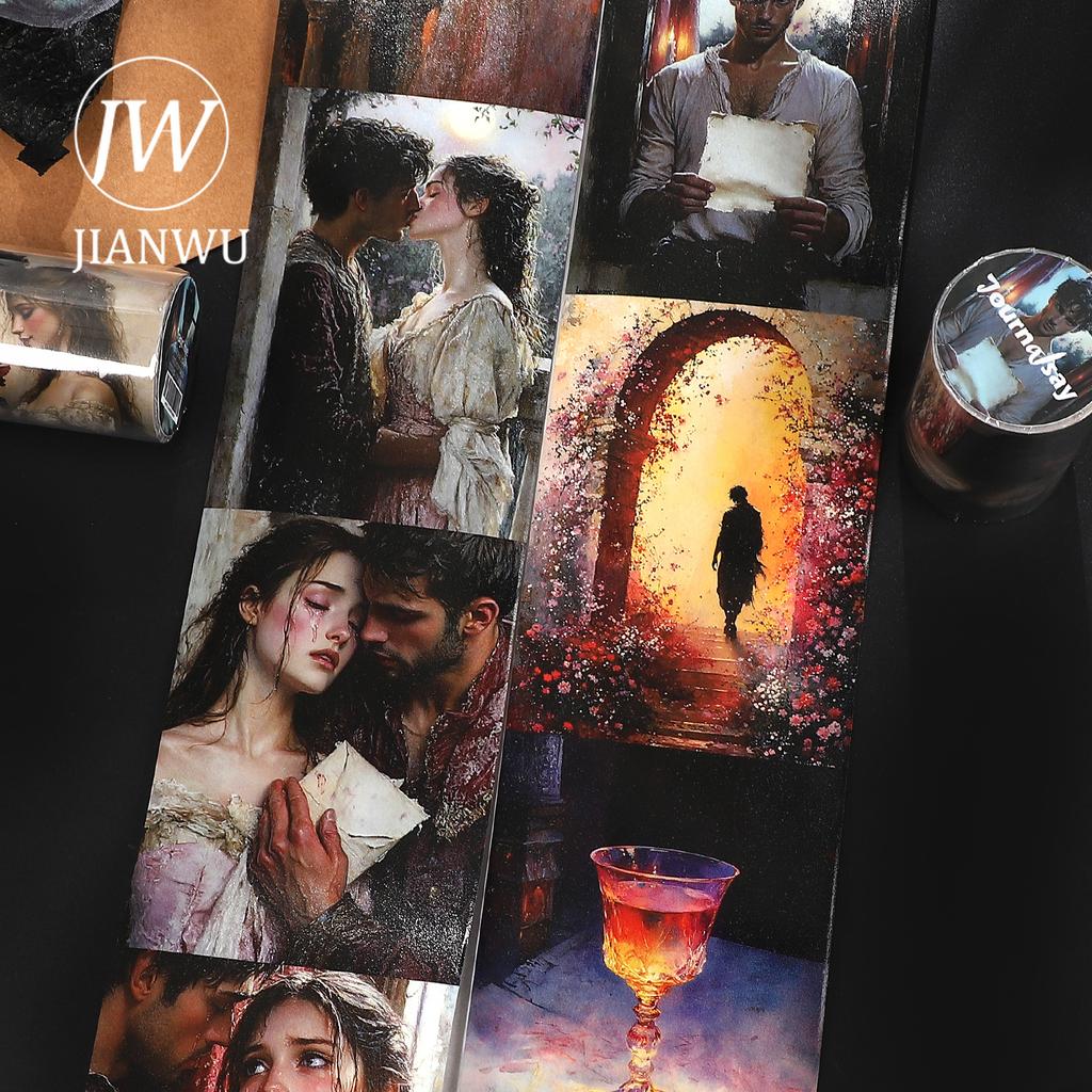 JIANWU 80mm*204cm Vintage Romantic Character Flower Landscape Material Collage Scrapbook Washi Tape Creative Journal Stationery