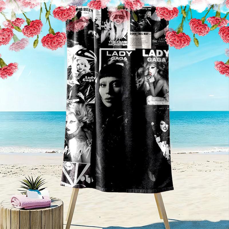 Lady Gaga Vibe Print Beach Towel, Large Soft Quick Dry Towel for Beach Camping Swimming