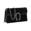 Gucci Dionysus distressed tiger head buckle chain suede velvet crossbody shoulder bag women's black