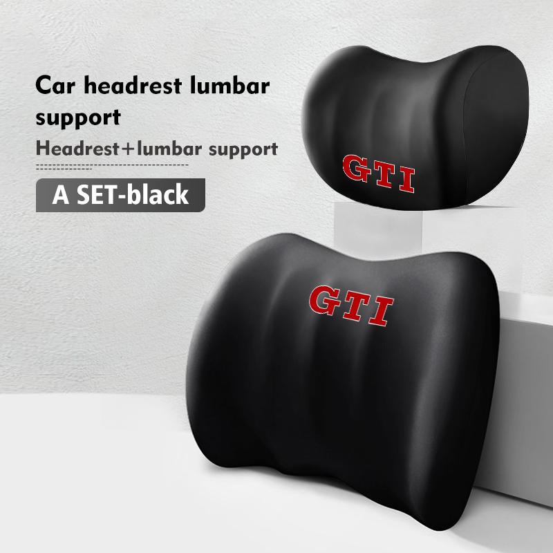 WET1 Car Seat Headrest Neck Memory Neck Rest Pillow Lumbar Support For Volkswagen VW Scirocco Passat Polo B5 B6 B7 CC Tiguan Sharan