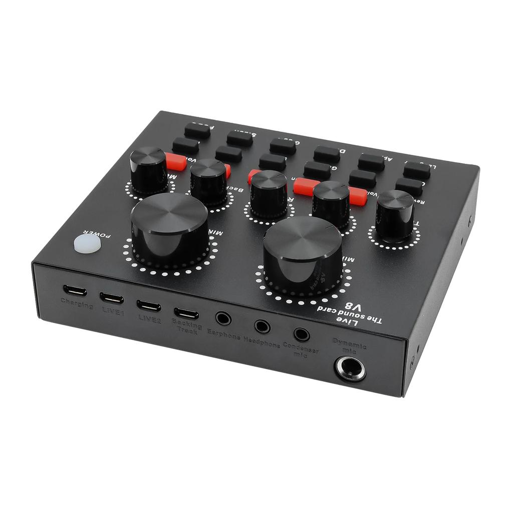 Звуковая карта V8 USB DJ-оборудование Звуковые карты Аудиомикшер Для телефона Компьютера ПК Веб-трансляции Live Внешняя Запись Караоке