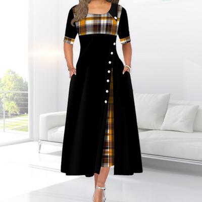 Леди Нижние юбки больших размеров в стиле пэчворк летнее платье в клетку с принтом из полиэстера женское красивое женское платье для путешествий