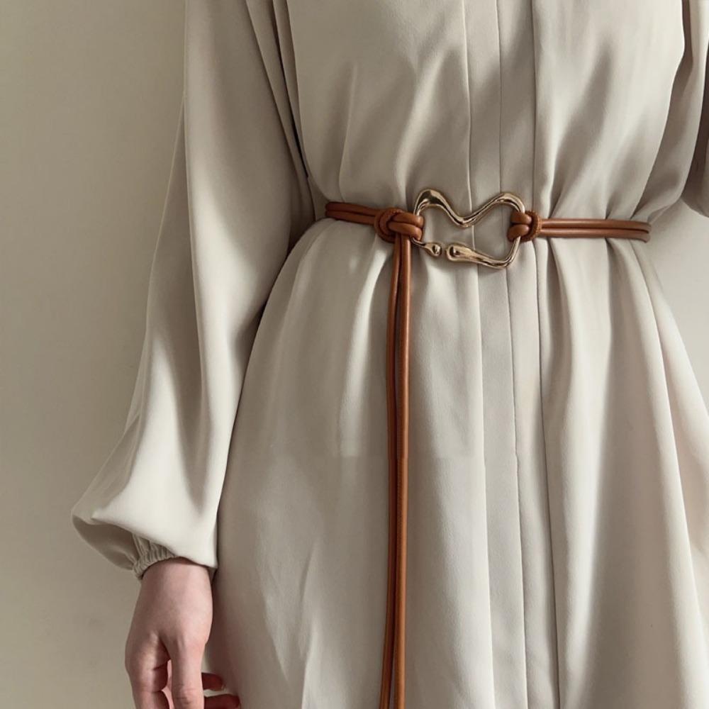 PU Leather Women Thin Belt Rope Knotted Waist Chain Casual String Waist Belt Ladies Black Straps