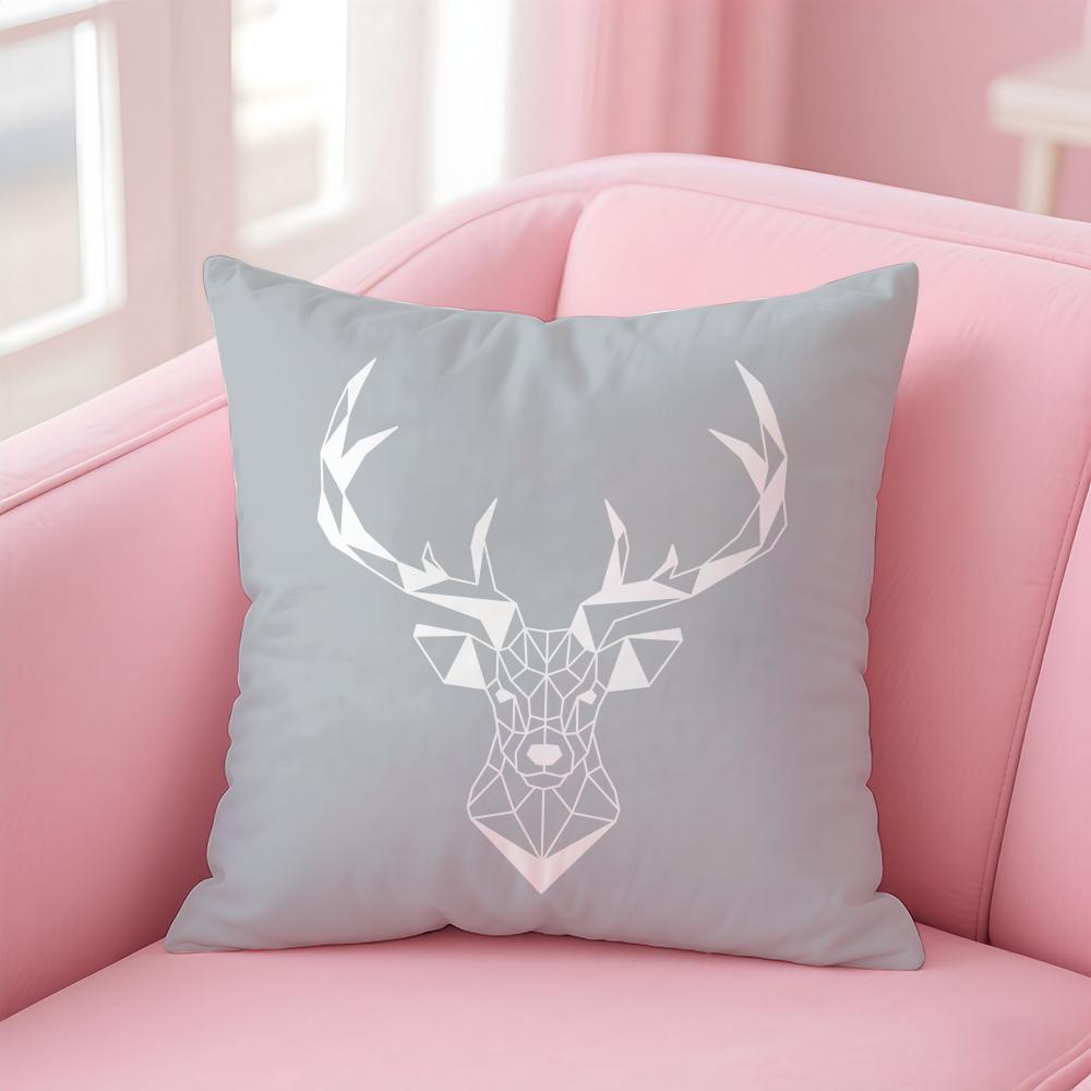 Modern Nordic Deer Head Cushion Cover Soft Plush Throw Pillow Cushion CoverDoubleSided Printed Pillow Case Sofa Home Decor