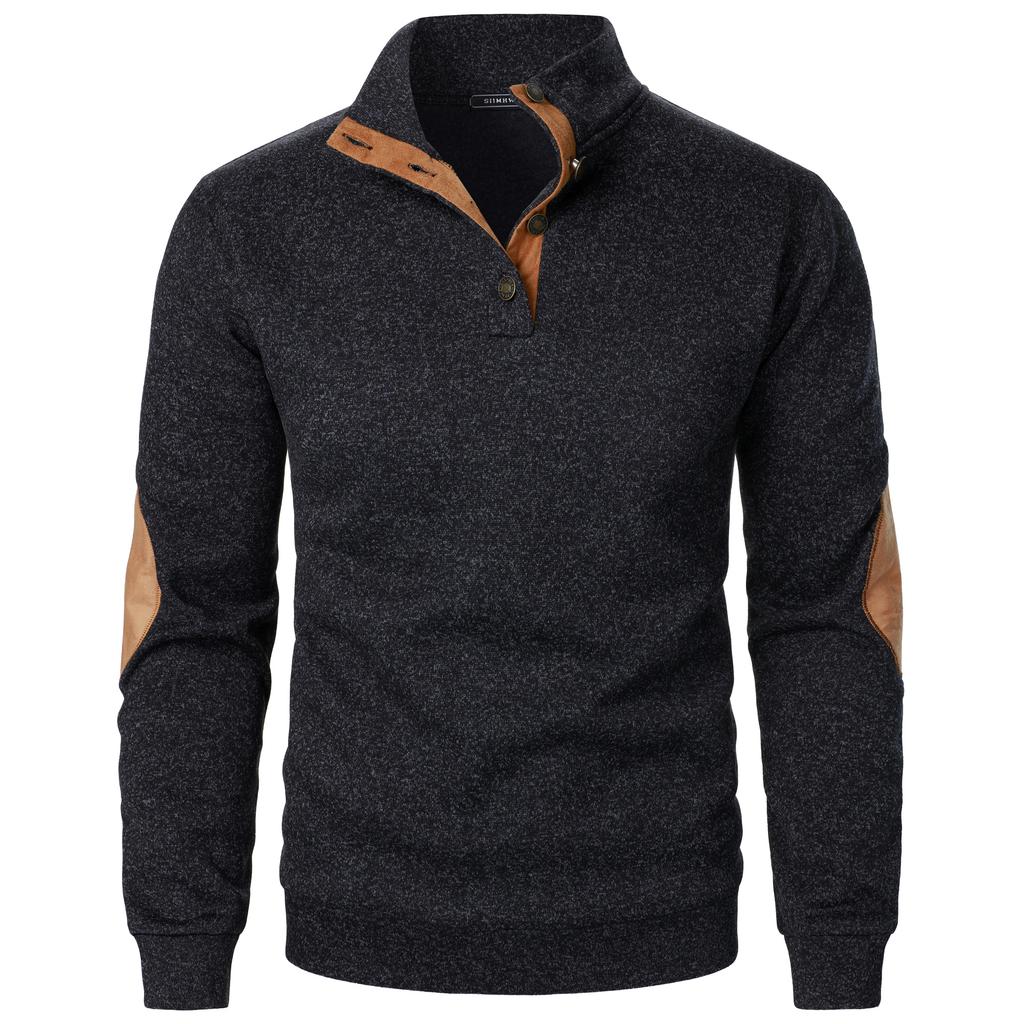 Autumn and Winter Men's Stand Up Collar Sweatshirt Jacket Long Sleeve Casual Knitted Sweater Top