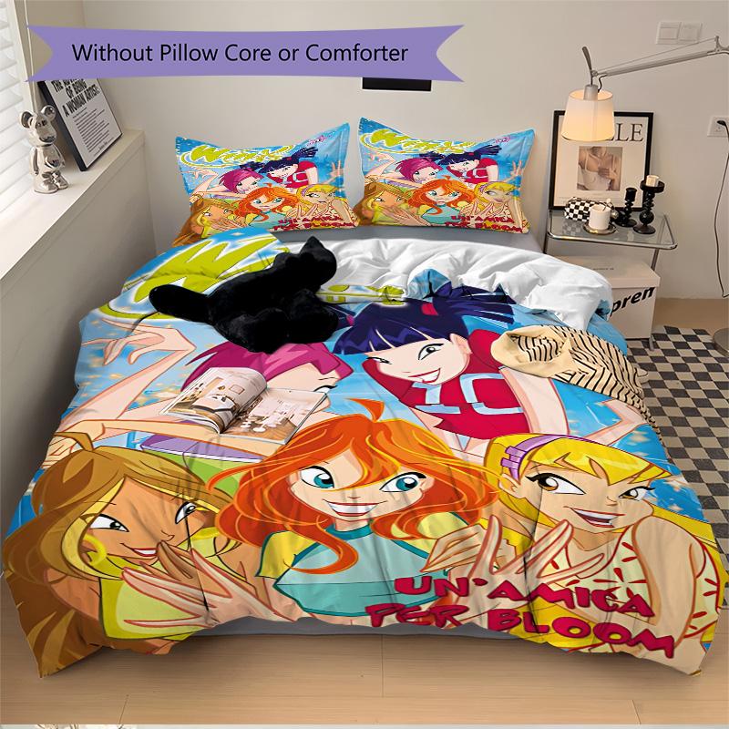 Winx Club Friendship Print 3Pcs Bedding Setduvet Cover With 2 Bedropillowcase Home Birthday Gift