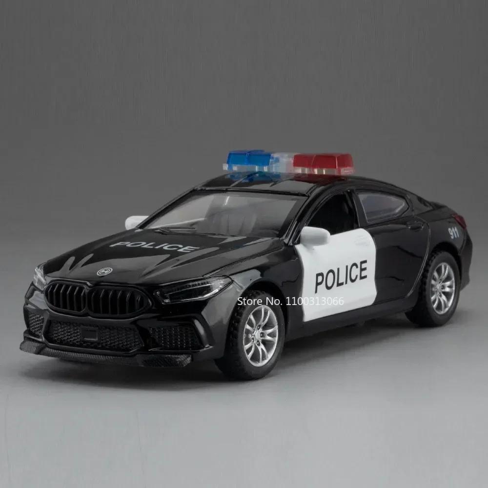 1:Масштаб 32 Модели M8 Игрушки Литые машины Открывающиеся двери Резиновые шины Миниатюрный автомобиль Свет Музыка Полицейская машина для мальчиков Идеальные подарки