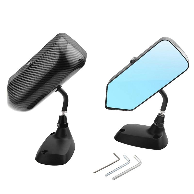 Car Universal Tuning Mirror F1 Aluminum Base Carbon Fiber Rearview Blue Mirror Tuning Mirror Parts Accessories-A87Q