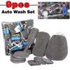 9 шт., инструмент для чистки автомобиля, рукавица для автомойки, полотенце из микрофибры, перчатки для мытья колес, щетка для колеса, губка для мытья автомобиля, набор для ухода за мойкой автомобиля