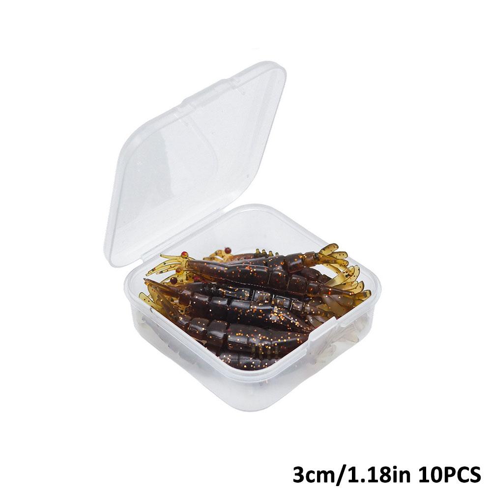 10Pcs/box Silicone Shrimp Lure Bait Mini Soft Grass Shrimp Glow-in-the-dark Bait 3cm/4cm Transparent Fake Baits Fishing Lures