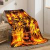 Burning animatronics surrounded by fire and chaos dominate the composition. for all seasons blanket lunch break throw gift