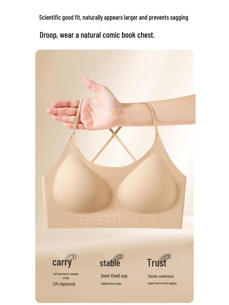 Бесследный Невидимый Гелевый Бюстгальтер: Удобный подъем, Летние тонкие бретели, Красивая спина, Фиксированная чашка, Женское нижнее белье.