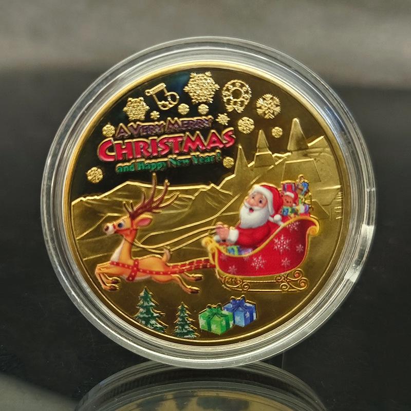 Christmas Santa Claus Coins Double-sided Alloy Collectible Coin Festive Souvenir Coin Collection for Christmas 2026 New Year
