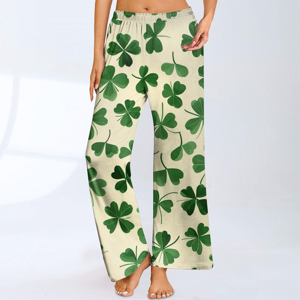 Women's St. Patrick's Day Printed Casual Elastic Waist Comfortable Straight Tube Loose Pants