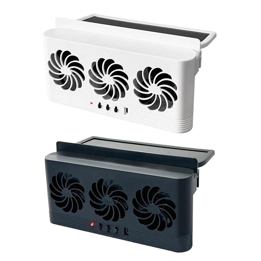 New Solar Powered Car Exhaust Fan 3 Air Outlets Car Cooling Fan USB Powered Window Ventilator Seat Ventilation Fan