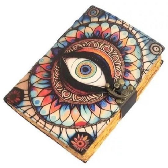 Журнал из кожи Boho Evil Eye UV с антикварной застежкой – Бумага в винтажном стиле