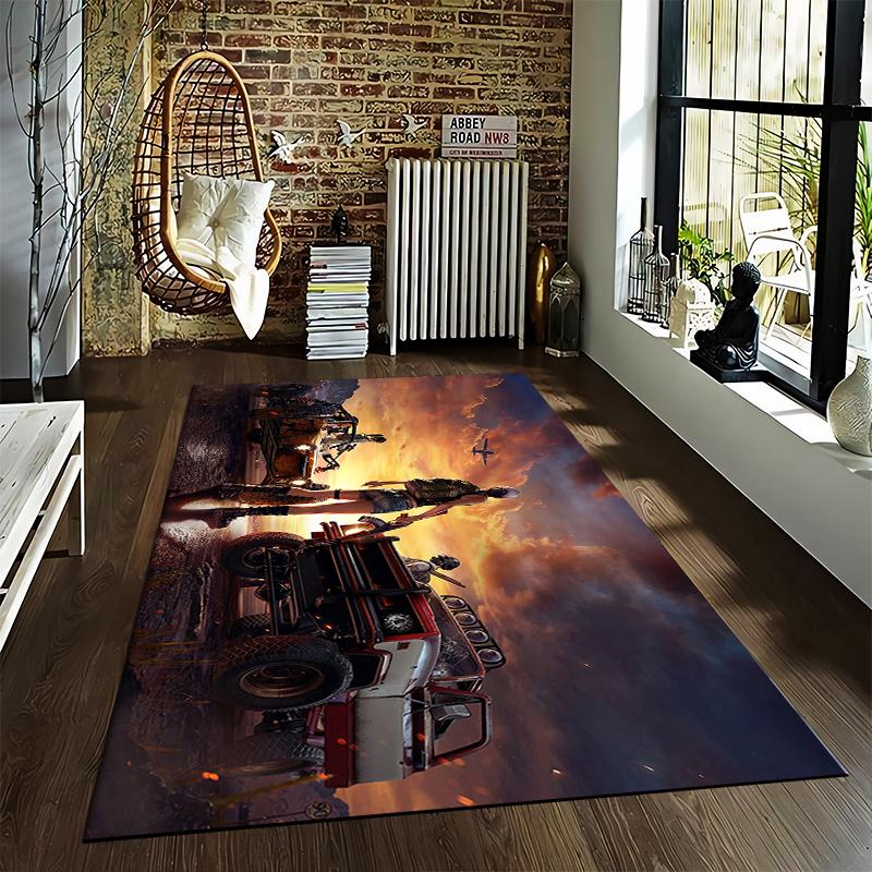 Adventure Lifestyle Rug with Sunset Cars Suitable for use as an anti-slip game mat for living room and bedroom sofas