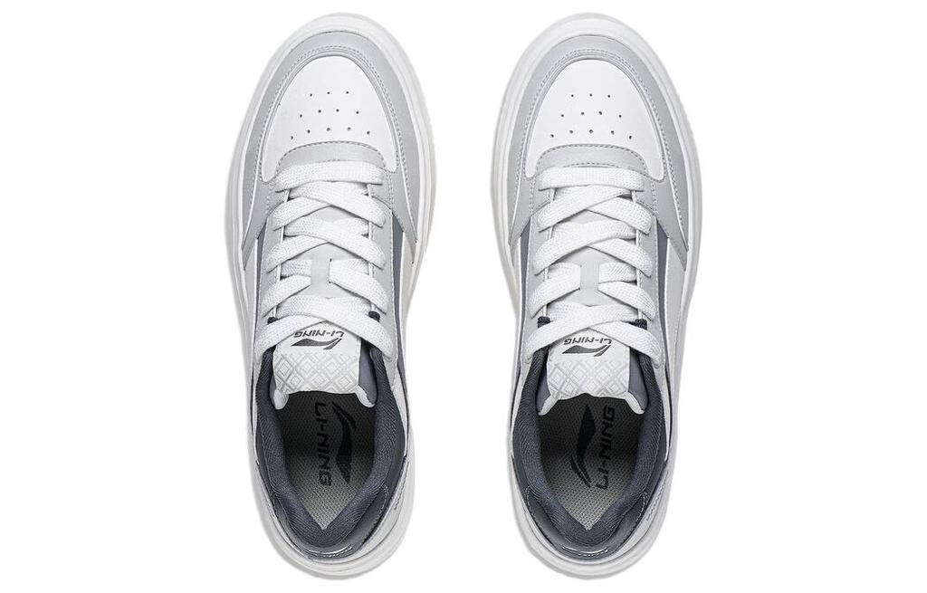 Li Ning Starlight Slip Resistant Abrasion Resistant Low top Skateboard Shoes Men's Gray White AGCT139-1
