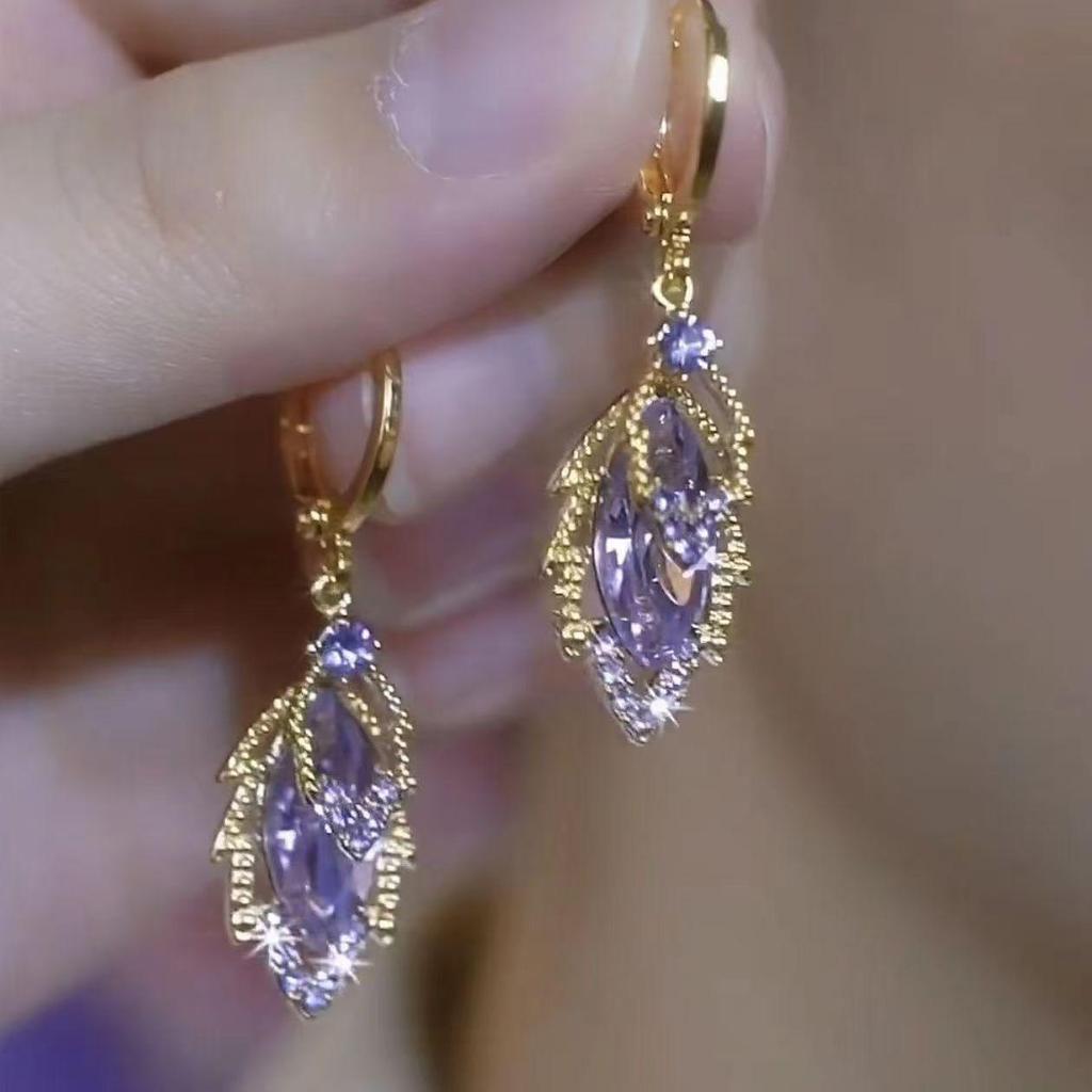 2024 Роскошные Минималистичные Золотые Серьги-Каффы в виде Листьев с Цирконием для Женщин