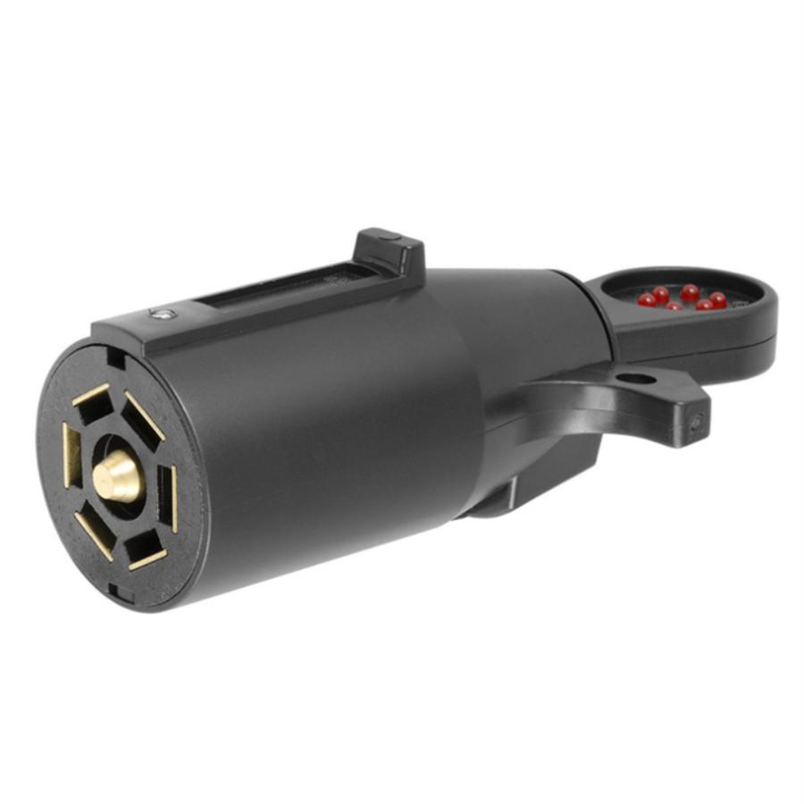 7-контактный тестер цепи проводки RV, штекер разъема со светодиодной индикацией для сцепного устройства прицепа, круглый