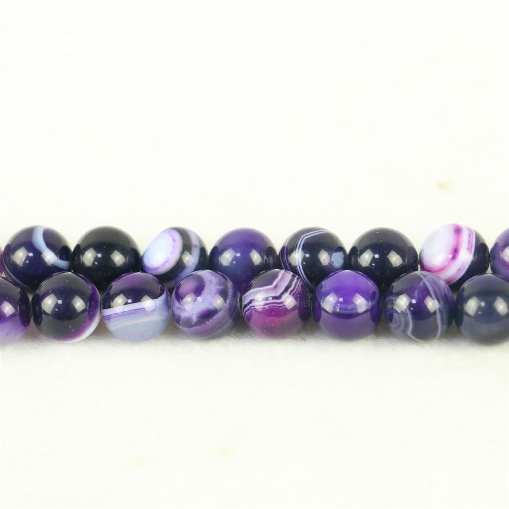 10mm Round Purple Stripe Agates Onyx Loose Beads Women Girls for Jewelry Making Design DIY Parts Accessories Natural Stone