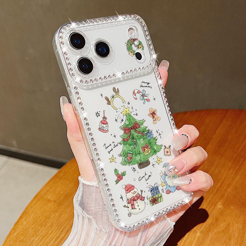 Чехол для iPhone 16 Pro Max с ромбовидным узором в виде рождественской елки для iPhone 17 Aiir 15 14 13 16 17 16e Funda iPhone17 Pro Max