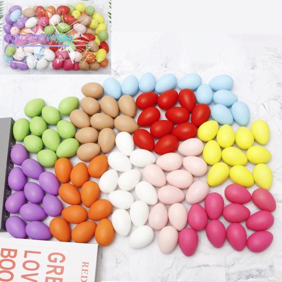 1 комплект пасхальных яиц, произвольный цвет - гладкая поверхность, реалистичные многоразовые 100 шт., цветостойкие DIY, создающие атмосферу, пасхальные яйца, подвески, пасхальные принадлежности