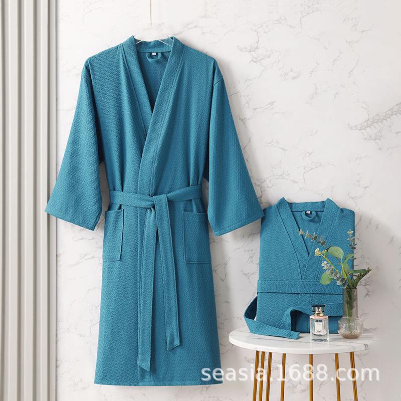 Халат из чистого хлопкового вафельного хлопка Asia: Легкий, быстросохнущий, влагопоглощающий халат унисекс для весны, лета и осени.