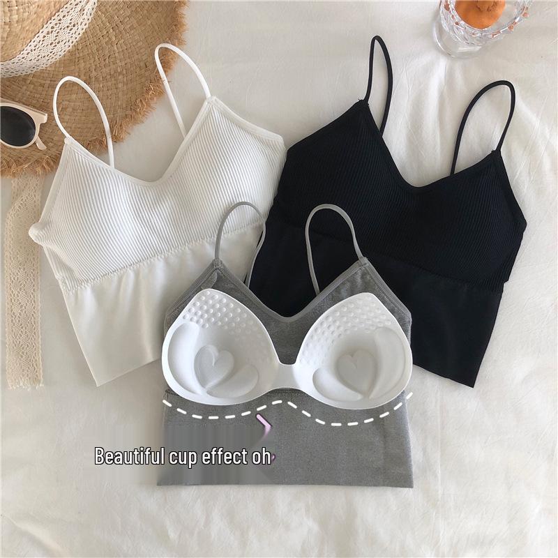 Женский осенний рубчатый бесшовный бандажный топ-камисоль с красивым дизайном спины