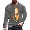 Retro Spartan Helmet 3D Print Autumn Men's T-shirts Round Neck Long Sleeve Casual T-shirts