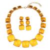 Pink Crystal Necklace Earrings Set Gold-Plated Base Shiny Gradient Pink Gems For Weddings Parties Evening Events