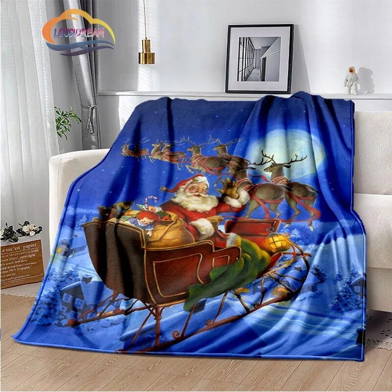 Christmas Series Flannel Cashmere Blanket Santa Pattern Comfortable Warm Sofa Bed Gift Blanket