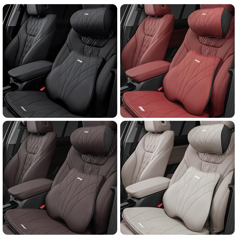Quality Leather Car Cushion Waist Cushioning Seat Headrest For Jeep Grand Cherokee Wrangler JK Gladiator Compass Renegade Recon