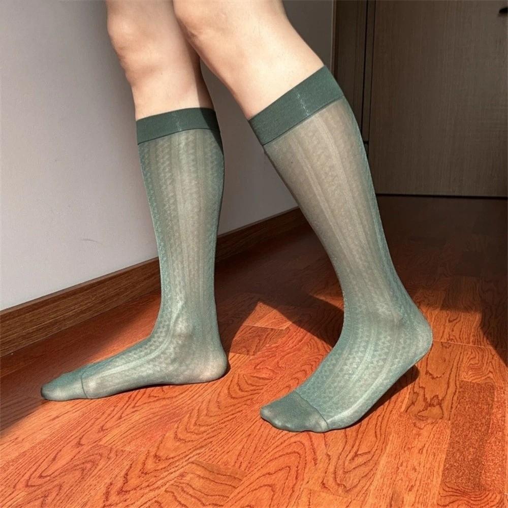 Strip Mid-tube Stocking Transparent Below Knee Calf Stockings Simple Men's Ultra-Thin Socks Office