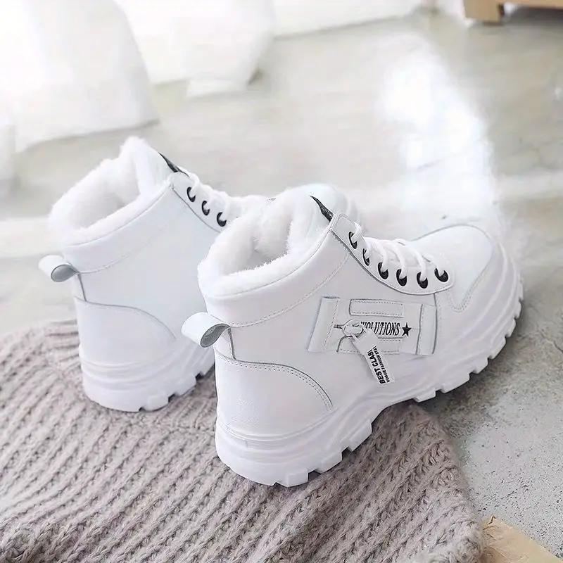 2024 Fleece-Lined Cotton Shoes for Women Korean Style Warm High-Top Martins All-Match Winter Footwear for Students