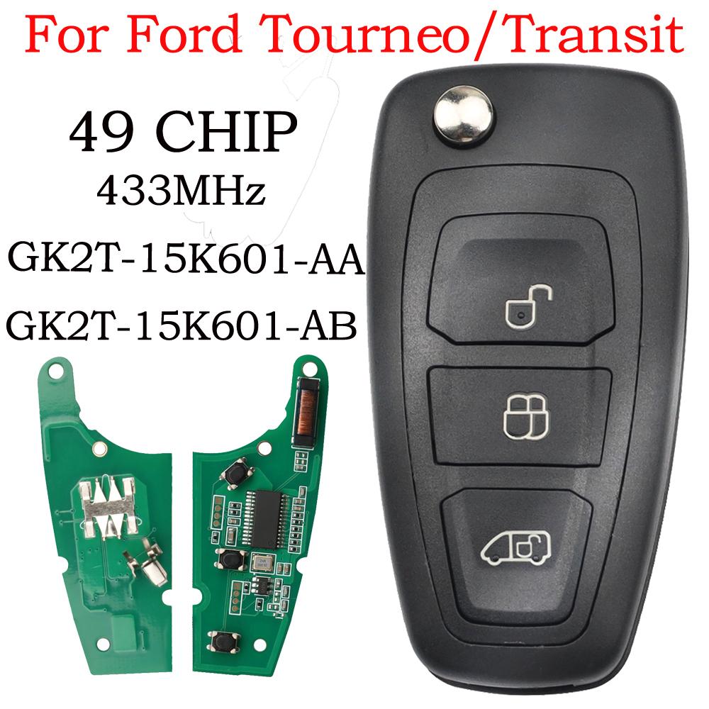 SilKY Flip Remote Control Car Key Fob ID49 Chip/4D63 CHIP 433MHz FCCID GK2T-15K601-AB/AA For Ford Transit Custom Tourneo 2015+