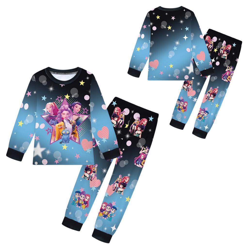 Children's Witch Girls Printed Suit Long Sleeve Pants Suit
