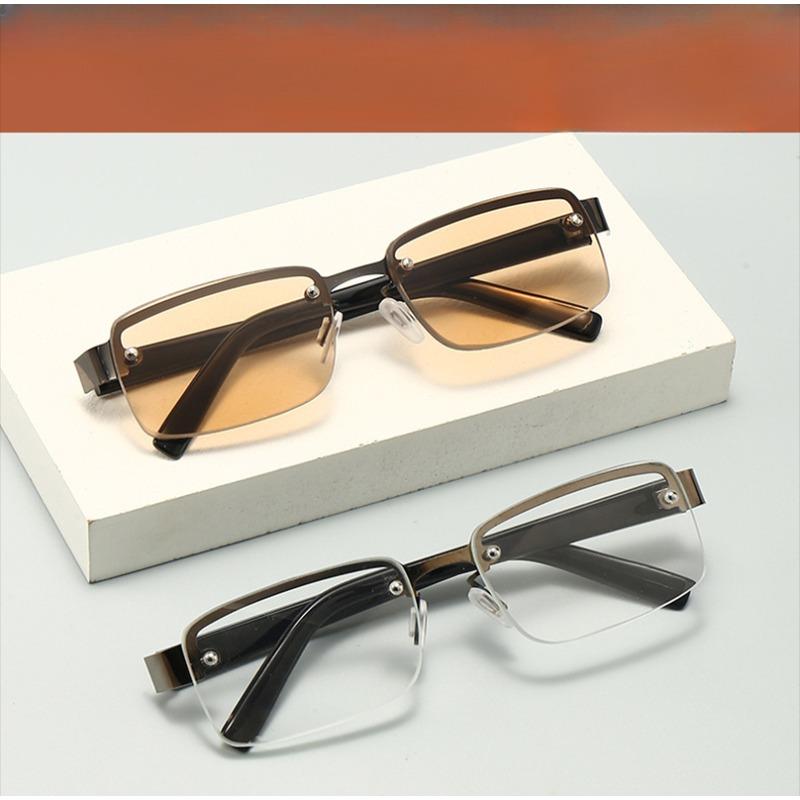 Retro Reading Glasses Women  HD Presbyopia Glasses +1.0 To +4.0 Eyeglasses Brown and Transparent Lenses Half Frame Eyeware