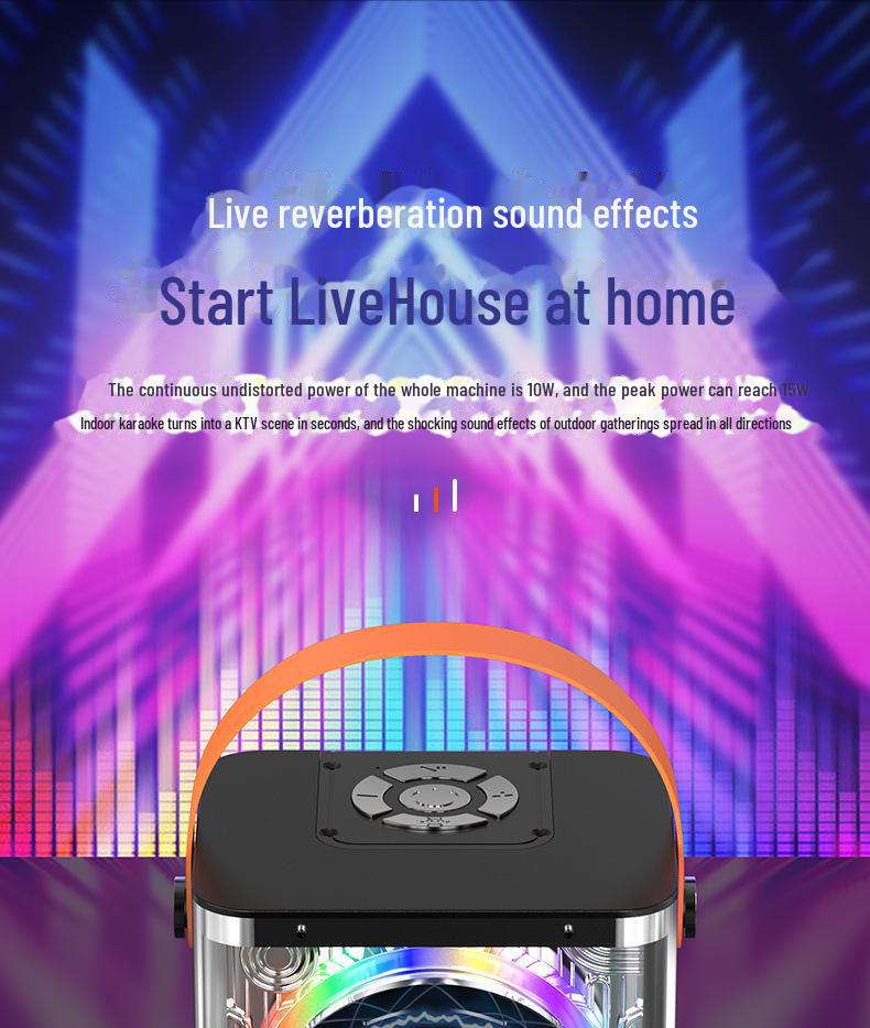 Bluetooth-динамик с высококачественным звуком, портативным микрофоном и светодиодной подсветкой для танцевальных вечеринок