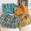 Travel Canvas Tote Bag Korean Style Women Handbag Fashion Plaid Shoulder Bag  Girls