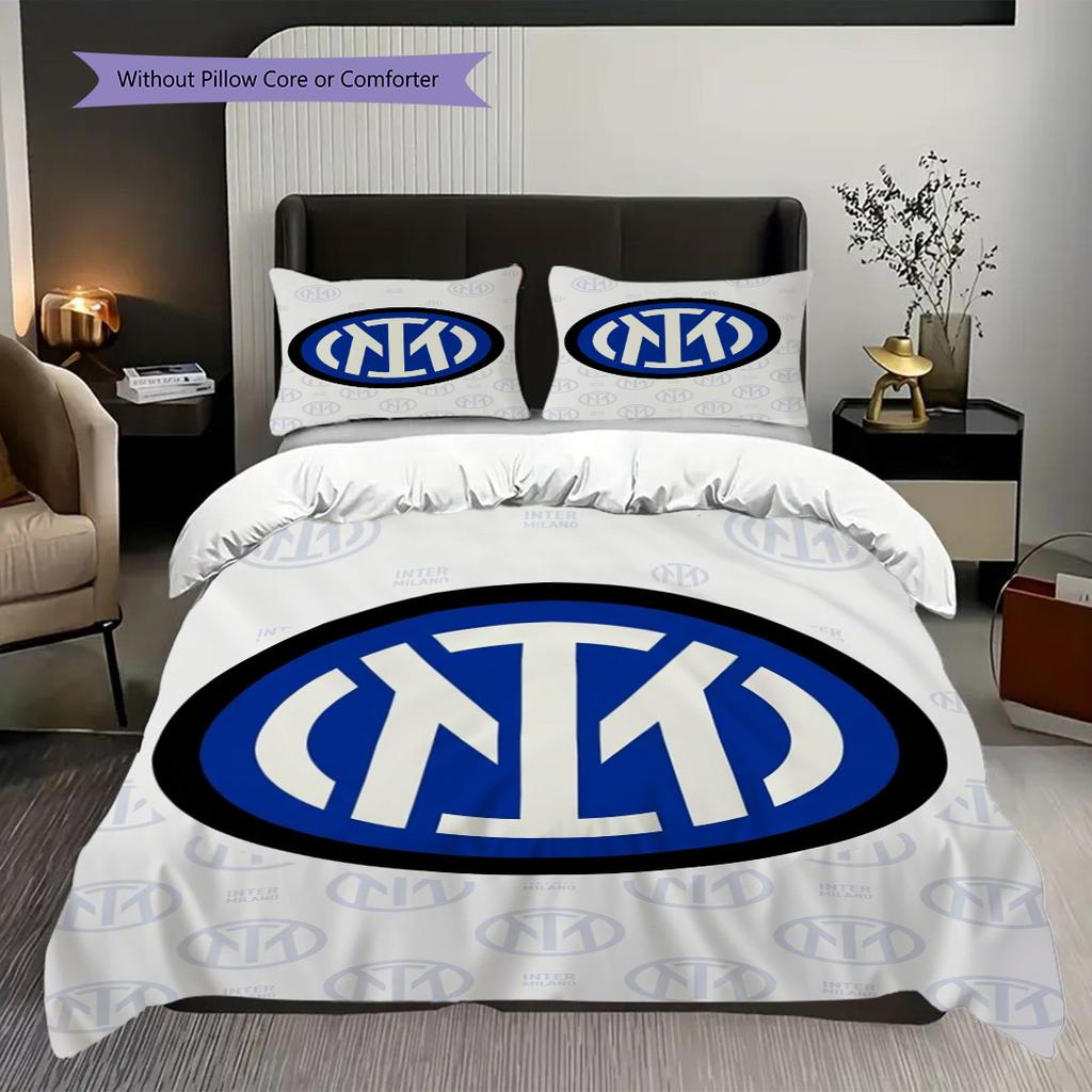 Inter Milan Emblem Design Three-piece set (1 * duvet cover + 2 * pillowcase, without core) Christmas birthday gift Duvet cover and pillowcase