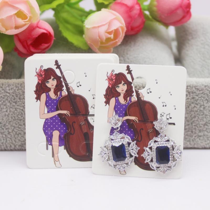 5x4 см Горячая распродажа Новый стиль комиксов Красота/Фото Девушка Черный/Белый/Крафтовская бумага Серия Серьги-гвоздики Набор Шаблон карты