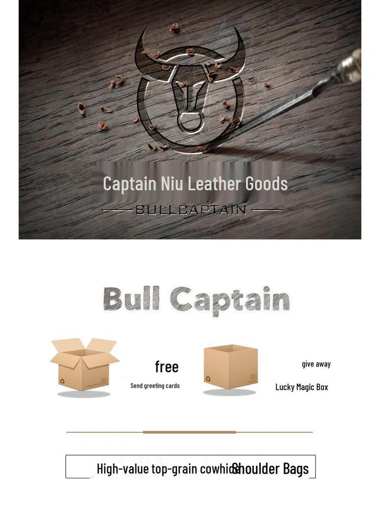 Мужская сумка кроссбоди BULLCAPTAIN из коровьей кожи - Ретро, Многофункциональная, Устойчивая к царапинам с защитой позвоночника